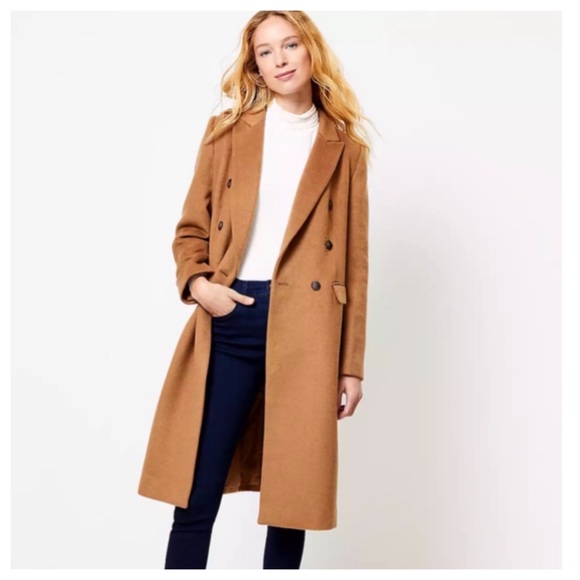 LOFT Zinnia Double Breasted Wool Cabana Brown Coat L - Picture 3 of 12